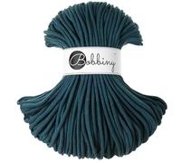 Bobbiny Cordon macramé tressé 100 % coton recyclé 5 mm (bleu paon) 50 m