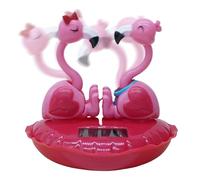 Bobble Flamant Rose - Ornement pour console centrale à énergie solaire, Tableau de bord qui secoue la tête, Flamant Rose, Tableau de bord de voiture, Décoration Cruscot