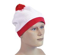 Bobble Hat. White + Red Pom Pom
