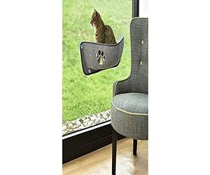 Bobby Balkan - Hamac pour Chat avec Ventouses Résistantes, Niche pour Chat pour Fenêtre, Housse Amovible, Lavable, Gris 68,6x28x25 CM (Max. 9 Kg)