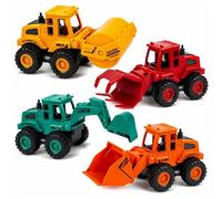 Bobby.Duck Lot de 4 Véhicules de Chantier Jouet Pelleteuse Chargeuse Rouleau Compresseur Enfant 3 Ans+
