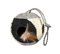 Bobby Facette - Cat Ball, Griffoir Jeu en Corde recyclée, avec balles et Plumes, à Suspendre, Noir, 10ø-30 CM
