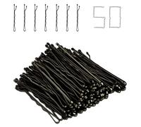 Bobby Pins 50 Pcs, PKOUVOO Noir Epingles à Cheveux à bout rond Métal Invisible - Idéales pour tous types de cheveux et tous types de Pinces à cheveux chignon pour femmes (noir)