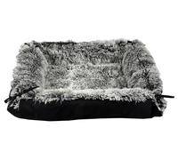 Bobby Poilu - Matelas multirelax 2 en 1 pour Chiens et Chats Extra Doux en Peluche, Tapis de lit pour Animaux, Lavable en Machine, Noir/Blanc, 75 x 65 cm