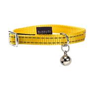 Bobby Safe - Collier pour Chat en Nylon coloré, Résistant, Anti-étouffement, Réfléchissant, Ajustable, Jaune - 30x1 CM