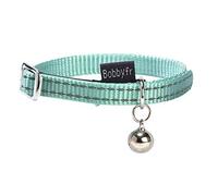 Bobby Safe - Collier pour Chat en Nylon coloré, Résistant, Anti-étouffement, Réfléchissant, Ajustable, Turquoise - 30x1 CM