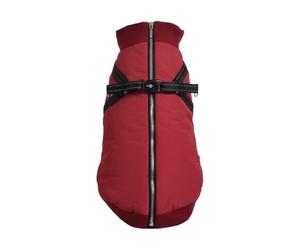 Bobby Safe Manteau pour Chien avec Harnais intégré, Taille 48 cm, intérieur Polaire, Fermeture à glissière supérieure réfléchissante Bordeaux