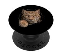 Bobcat Breaking Through Torn Hole Wild Cat Graphic PopSockets PopGrip Adhésif
