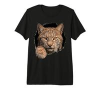 Bobcat Breaking Through Torn Hole Wild Cat Graphic T-Shirt Haut de Gamme