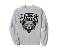 Bobcat Nation Spirit Fierce Mascotte School Pride Rally Sweatshirt, Unisexe pour Adultes, Gris Chiné, XXL