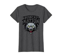 Bobcat Nation Spirit Fierce Mascotte School Pride Rally T-Shirt, Femme, Chiné Foncé, XS