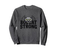 Bobcat Strong School Spirit Fierce Mascotte Pride Fan de Sport Sweatshirt, Unisexe pour Adultes, Chiné Foncé, M
