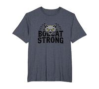 Bobcat Strong School Spirit Fierce Mascotte Pride Fan de Sport T-Shirt, Homme Grandes Tailles, Bleu Chiné, 2X Tall