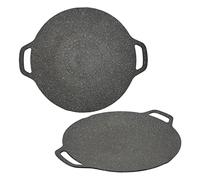 Bobe coréen Pan Grill Rond Camping Pans Cuisine extérieure intérieure Noire 34 cm / 13,4 Pouces Assiette antiadhésive Roubation de 6 Couches pour Induction, cuisinière à gaz, (30cm)
