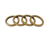 Bobeey Lot de 4 mousquetons ronds en métal pour porte-clés à ressort, anneau torique plat pour sacs à main BBC40-32-Laiton brossé