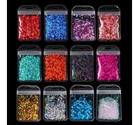 BOBEINI Alphabet Holographique Laser-Lettres Chunky Glitter Époxy Résine Festival Chunky Lettres Paillettes Mixtes 2g Par 12 Couleurs