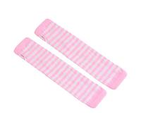 bobeini Femmes Filles tricoté sans Doigts Longs Gants rayé imprimé sur la Longueur du coude Hiver Manchettes Extensibles Manches avec Trou pour Le Pouce Rose + Blanc