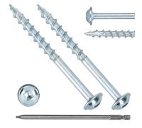 Bobibbi Lot de 100 vis à trou de poche #8 x 2 en zinc, filetage grossier, tête de rondelle avec entraînement carré, embout d'entraînement de 150 mm inclus