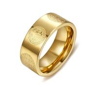 BOBIJOO Jewelry - Bague Alliance Anneau Médaille Saint Benoît Mariage Protection Exorcisme Acier 316L Doré Or Plaqué - 53 (6 US)
