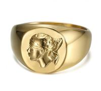 BOBIJOO Jewelry - Bague Chevalière Corse Corsica Tête de Maure Homme Femme Acier Inoxydable Or Doré Plaqué - 66 (11 US)