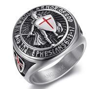 BOBIJOO Jewelry - Bague Chevalière Croix Templier Chevalier Symbole Protection Dieu Acier Inoxydable Argenté - 73 (14 US)