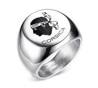 BOBIJOO Jewelry - Bague Chevalière Emblème Corse Tête de Maure Corsica Acier Inoxydable Argenté - 60 (9 US)