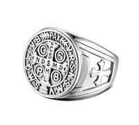 BOBIJOO Jewelry - Bague Chevalière Homme Croix Saint Benoît Protection Démon Acier Argenté Brut - 71 (13 US)