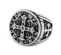 BOBIJOO Jewelry - Bague Chevalière Homme Médaille Croix Ordre St Benoît de Nursie Acier Templier - 63 (10 US)