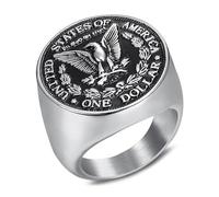BOBIJOO Jewelry - Bague Chevalière Homme Pièce One Dollar Acier - 66 (11 US)