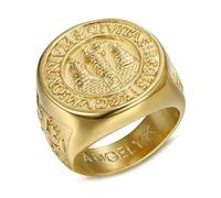 BOBIJOO Jewelry - Bague Chevalière Homme Templier Franc Maçon Sceau Jérusalem Acier 316L Or Plaqué PVD - 63 (10 US)
