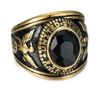 BOBIJOO Jewelry - Bague Chevalière Homme Université Armée USA Air Force Acier 316L Doré Or Plaqué Noir - 71 (13 US)