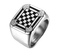 BOBIJOO Jewelry - Bague Chevalière Pavé Mosaïque Colonne Franc Maçonnerie Ornement Rite Français - 66 (11 US)