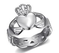 BOBIJOO Jewelry - Bague Claddagh Coeur Amour Amitié Irlande Femme Acier Inoxydable Argenté - 60 (9 US)