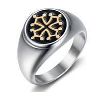 BOBIJOO Jewelry - Bague Croix occitanie Toulouse Languedoc Unisexe Acier Inoxydable doré à l'or Fin - 50 (5 US)