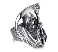 BOBIJOO Jewelry - Bague Faucheuse 35mm Homme Grosse chevalière Biker Gothique Tête de Mort Acier Inoxydable - 68 (12 US)