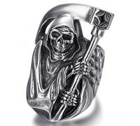 BOBIJOO Jewelry - Bague Faucheuse 41mm Homme Grosse chevalière Biker Gothique Tête de Mort Acier Inoxydable - 66 (11 US)