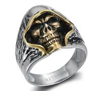 BOBIJOO Jewelry - Bague Faucheuse Tête Skull Chevalière Homme Femme Acier Inoxydable Or Argent - 56 (7 US)