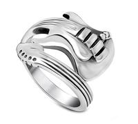 BOBIJOO Jewelry - Bague Guitare électrique Rock Acier Inoxydable Argent - 56 (7 US)