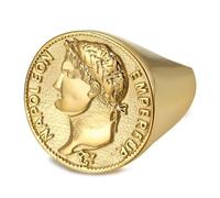BOBIJOO Jewelry - Bague Napoléon 1er 20 francs Chevalière Acier Inoxydable Or - 68 (12 US)