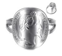 BOBIJOO Jewelry - Bague Napoléon III pièce 20 Francs Réplique cintré Acier Inoxydable Argenté - 66 (11 US)