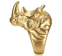 BOBIJOO Jewelry - Bague Rhinocéros Chevalière Homme Acier Inoxydable Or - 71 (13 US)