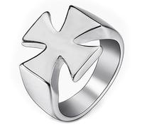 BOBIJOO Jewelry - Bague Templier Croix pattée Ordre du Temple Chevalière Homme Acier Inoxydable Argent - 60 (9 US)