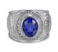 BOBIJOO Jewelry - Bague Universitaire Gens du Voyage France Gitan Acier Inoxydable Argent Bleu Saphir - 71 (13 US)
