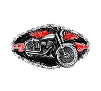 BOBIJOO Jewelry - Boucle de Ceinture Américaine Moto Bécane Rouge Flammes Fermeture Ardillon Métal Biker Ceinturon Feu