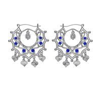 BOBIJOO Jewelry - Boucles d'oreilles Gitan Savoyarde Santana Niglo Argent Bleu Saphir
