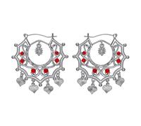 BOBIJOO Jewelry - Boucles d'oreilles Gitan Savoyarde Santana Niglo Argent Rouge Rubis