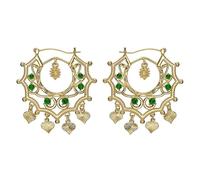 BOBIJOO Jewelry - Boucles d'oreilles Gitan Savoyarde Santana Niglo Plaqué Doré Or Vert Emeraude