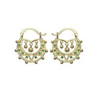 BOBIJOO Jewelry - Boucles d'oreilles Savoyardes 25mm Enfant Adulte Or Vert Emeraude
