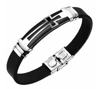 BOBIJOO Jewelry - Bracelet Homme Croix Silicone Acier Inoxydable 316L Réglable Catholique Jesus Ajustable