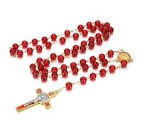 BOBIJOO Jewelry - Chapelet Saint-Benoît Médaille Protecteur Rouge Sang et Or